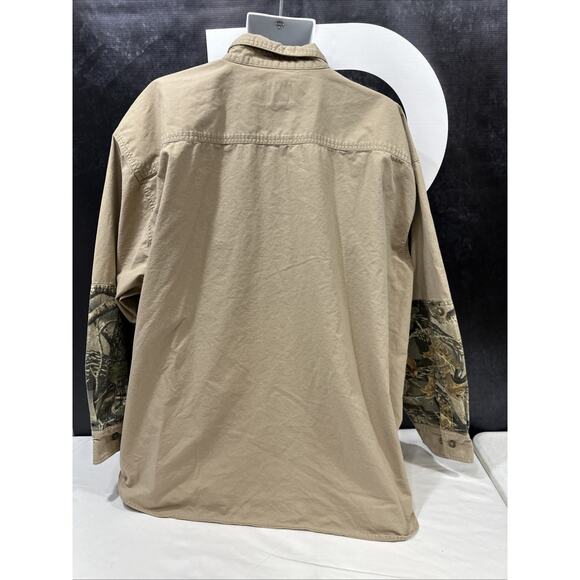 Cabela's 3XL Brown Tan Shooting Patch Button Outdoor Hunting Shirt - Picture 3 of 5